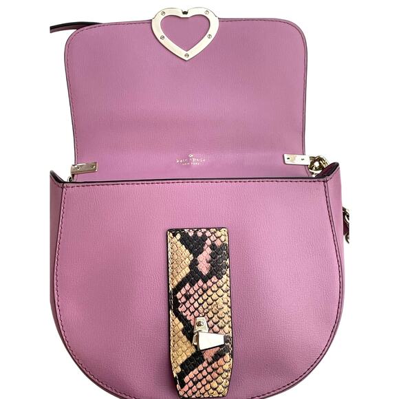 Kate Spade Robyn Exotic Leather Print Chain Saddle Bag Dust Bag EUC - Picture 9 of 14